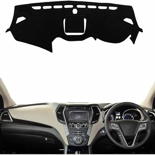AHDHAJAQ Alfombrilla Protectora Salpicadero De Coche, para Hyundai IX45 2013-2018 Salpicadero Cubierta Protectora Antideslizante, Interiores para Consola Central,A/LHD(Black)