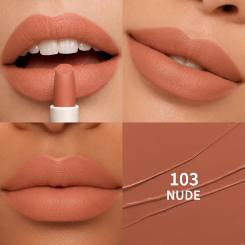 Image of FOCALLURE Matte Lipstick - Hydrating, Non-Drying, Full Coverage Nude 103