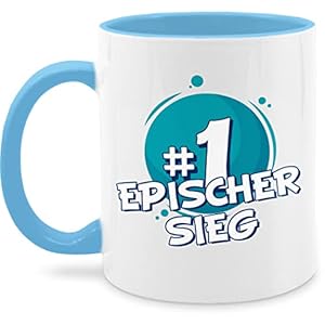 Tasse Tassen 325ml – Statement Tasse mit Spruch – #1 Epischer Sieg – Unisize – Hellblau – sieger becher sarkasmus game…