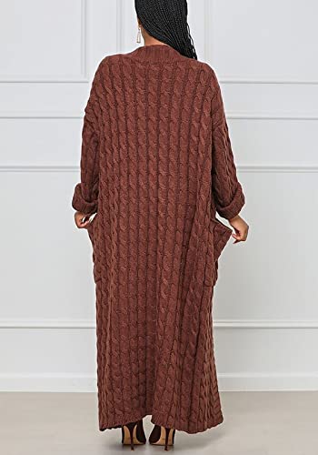 Image of Tcremisa Long Cable Knit Cardigans for Women Chunky Maxi Sweater Coat