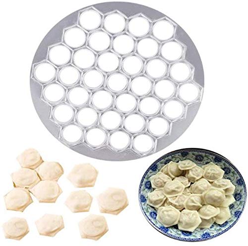 Valink Knödelform 37 Löcher Teigpresse Pelmeni Ravioliform Presse Backwerkzeug für DIY Kochen Backen Aluminiumlegierung Cover