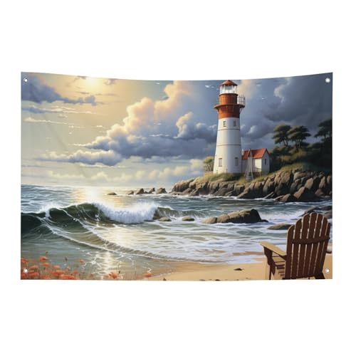 Drapeau de cour avec phare de plage pour une ambiance estivale au jardin