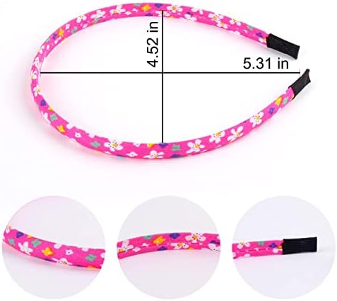 Fishdown Headbands for Girls Thin Headbands For Kids Children Headbands For Girls Floral Cloth Fabric Coverd Headband Birthday Party Favors(12 Pieces)
