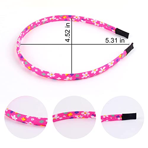 Fishdown Headbands for Girls 12Pcs Thin Head Bands for Girls Hairbands for Toddler Floral Cloth Fabric Covered Headband Birthday Party Favors