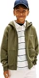 Tommy Hilfiger Kinder Unisex Hoodie mit Reißverschluss Mini Corp und Rippstrick-Saum, Grün (Battle Green), 14 Jahre