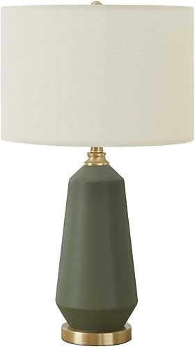 Monarch Specialties I 9624 - Lámpara de mesa con iluminación, cerámica verde, marfil/crema, contemporánea