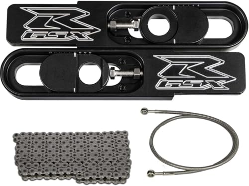 FTD Customs 2006 GSXR 600/750 Swingarm Extensions Black Engraved 4.5-9" Stretch with 36" Extended Brake Line and 525 x 150 Link Chain - Made in the USA