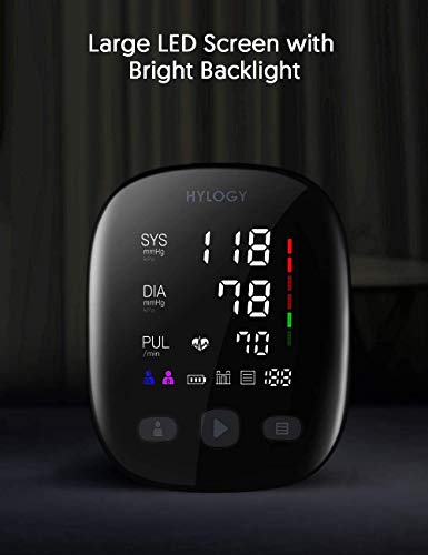 Arm Blood Pressure Monitor, HYLOGY Large LED Display Blood Pressure Machine with Adjustable Blood Pressure Cuff 2 Users Mode 180 Reading Memories, Support USB C Charge - Thumbnail 3