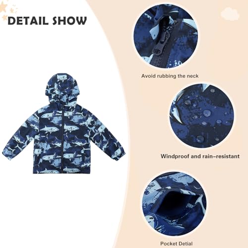 Image of ESTAMICO Boys' Fashion Fleece Jackets Kids Winter Hooded Coat Windproof Rain Resistant Windbreaker