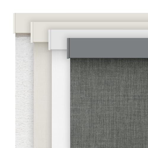 AOSKY Linen Roller Blinds Shades for Indoor Windows Pull Down Cordless Blackout Black Out Window Shade 20 Inch Blinds for Home Dark Grey