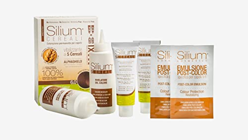 Image of Silium Cereali Maxi Permanent Natural Hair Colour for Women & Men, Ammonia Free, 5 Cereals Sources of Proteins & Vitamins for Soft Shiny Strength Hair, 2 x 50 ml Color Cream, 2 x 75 ml Color Developer (Chocolate 4.05)