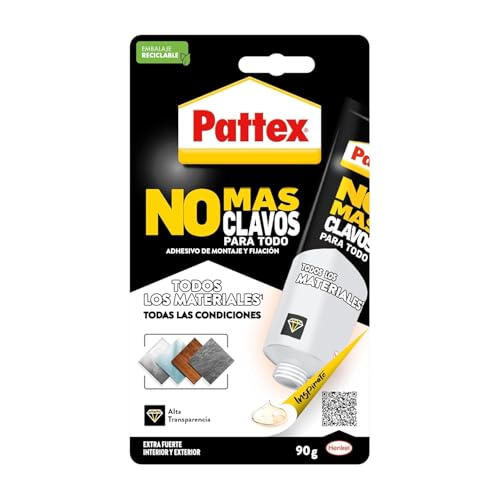 Pattex 2501910 No Mas Clavos Para Todo Crystal, adhesivo de montaje resistente a temperaturas extremas, pegamento fuerte en...