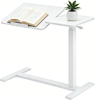 Mobile Standing Desk, White Height-Adjustable Rolling Laptop Desk and Sit-Stand Workstation with Wheels for Home Office, Bedroom, Living Room and Small Spaces