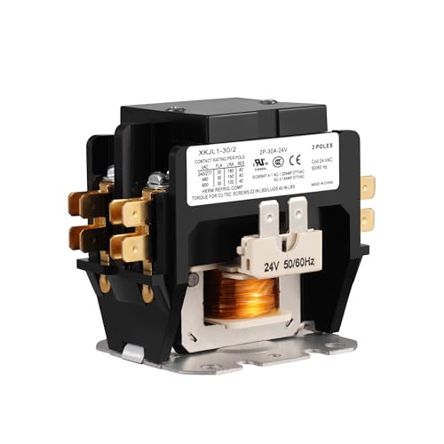 SDATEKIT 24VAC 2 Pole 30A AC Contactor, 40A Resistive Load HVAC Motor Relay, Heavy Duty Air Conditioner Compressor Contactor for Industrial/Residential Use