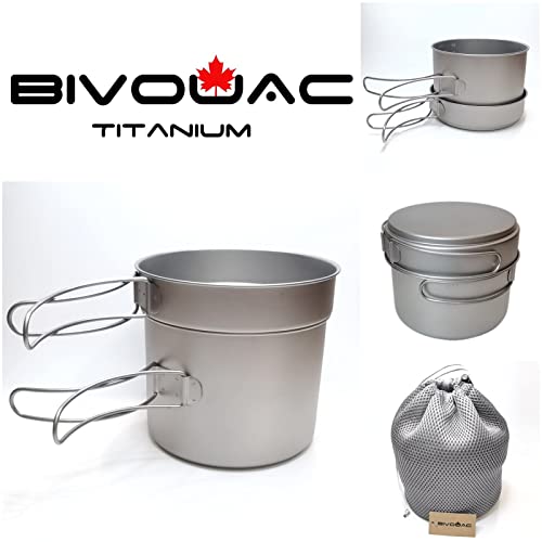 Titanium Pot 1600Ml With 500Ml Pan 2Pcs Set Titanium Camping Pot Pan Set Titanium Cookset Backpacking Titanium Camping Cookware #TOP5