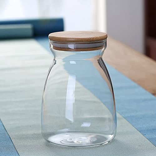 Image of MARTVIA Glass Food Storage Jars with Bamboo Lids 950ml Set of 6, Wide Mouth Lid Jar for Home Kitchen,Flour, Sugar, Coffee, Pasta, Oats, Grains, Cookies, Snacks (Barell 950 ML Jar, SET OF 6)