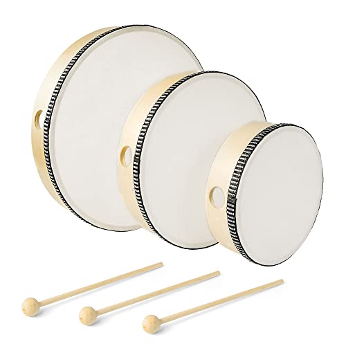 KEJJNYER Hand Drums with Drum Stick for Adults, 10, 8, 6 Inch