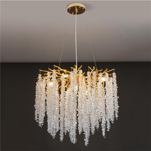 Chandelier branche de cristal doré de luxe pour un salon majestueux de 100cm