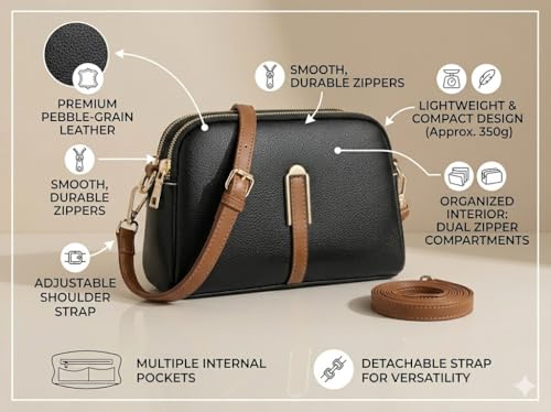 Image of PAVILONN Women Sling Bag Crossbody Purse for Women PU Leather Ladies Handbag Mini Sling Side Bag Small Shoulder Purse Lightweight Travel Handbag Fashion Crossbody Daily Use Girls Messenger Bag