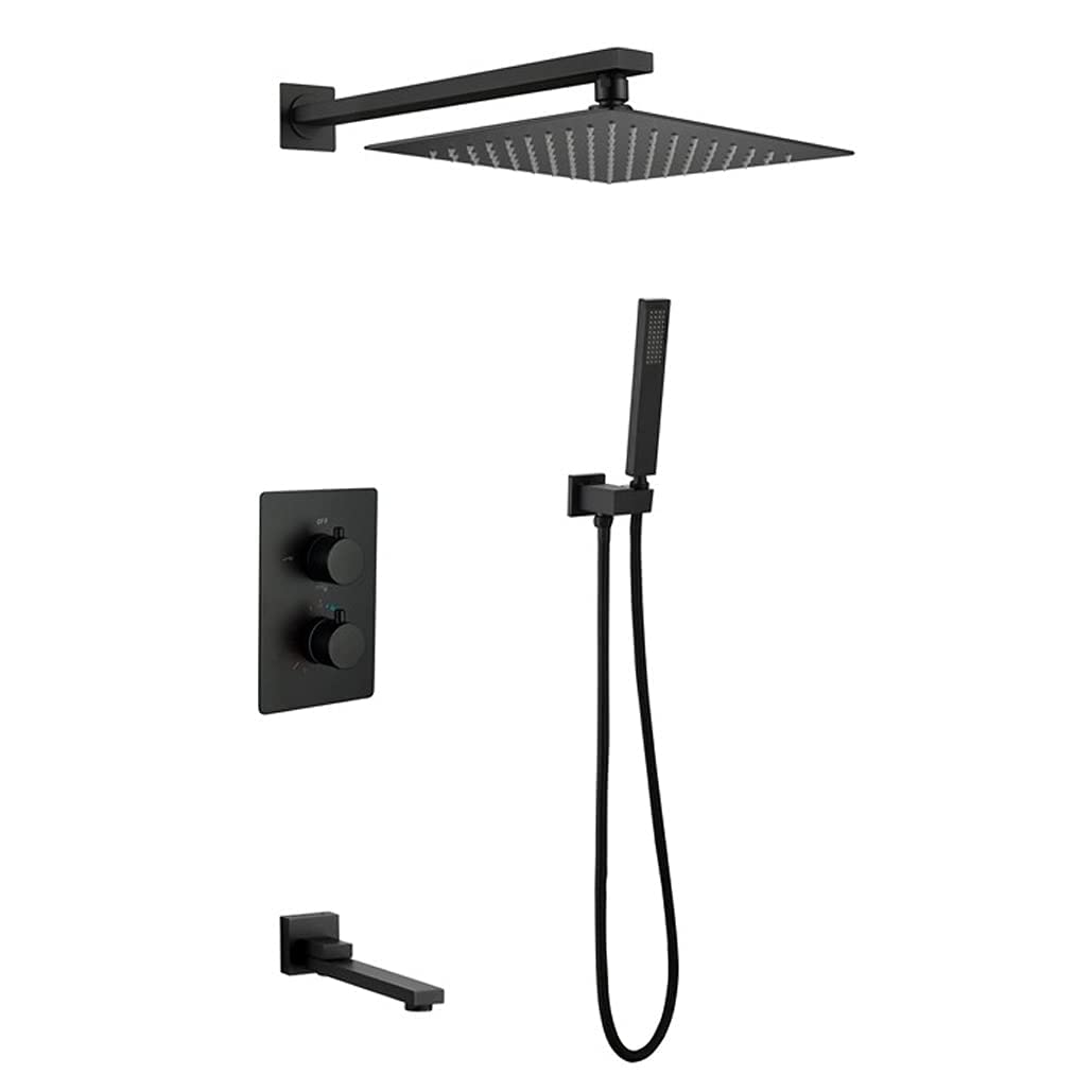 SBCGFY Faucets,Shower Systemtatic Concealed Bathroom Rain Mixer Shower Taps Set With 10-12 Inch Rainfall Shower Head And Tub Taps Wall Mounted/10 Inch