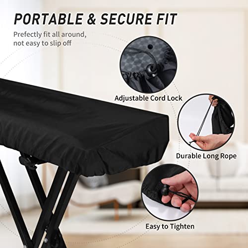 Keilend Piano Keyboard Dust Cover 88 Keys, Electronic Keyboard Cover For Digital Electronic Piano, Piano Keyboard Protective Case With Fixing Clasp, Black #TOP2