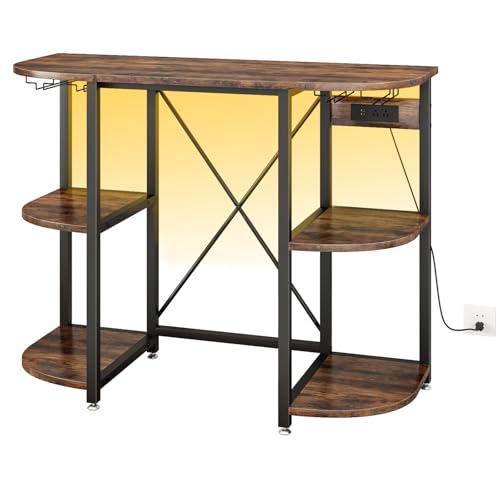 Mini Fridge Cabinet Stand with Power Outlet and Led Light,