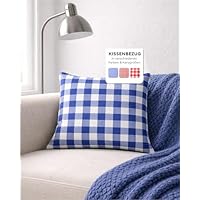 PiccoCasa 1 federa per cuscino con pompon a quadretti, 40 x 40 cm, motivo a quadretti retrò per divano letto, decorazione della casa, grigio e bianco