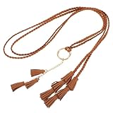 ORFOFE Cintura Intrecciata da Donna in Corda con Nappe Boho Marrone Cintura Decorativa Vintage per Abiti Country Accessorio Moda Versatile per Outfit Casual ed Eleganti
