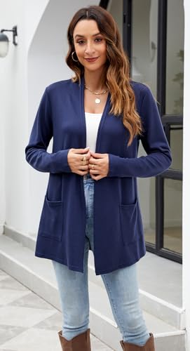 Image of Newchoice Womens Lightweight Long Sleeve Cardigans with Pockets Summer Casual Open Front Sweater Cardigan Duster