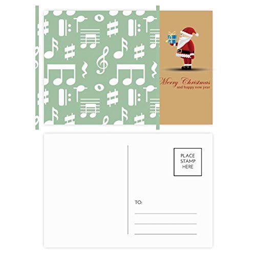 Cartes postales blanches musique vert Père Noël lot de 20 à offrir ou pour accompagner vos cadeaux
