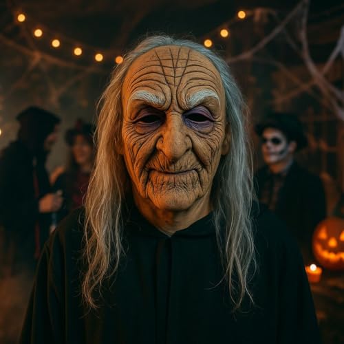 Image of Wanna Party Halloween Mask For Adults- Old Woman | Adults Realistic Halloween with Lifelike Features for Cosplay and Costume Parties