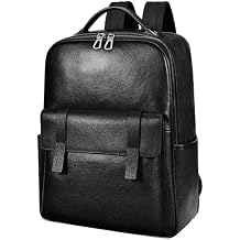 Colins Keirs Mens Black Leather Backpack for Work Travel, Durable Genuine Leather Laptop Backpack with 15.6-inch Computer Compartment, Stylish Professional Designer