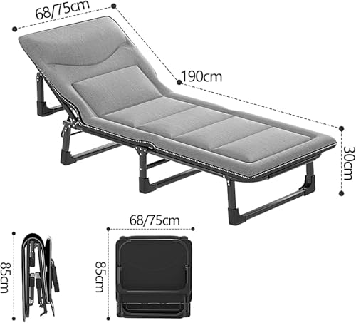 Lit de camp pliant robuste bleu avec matelas confortable et dossier réglable - 2