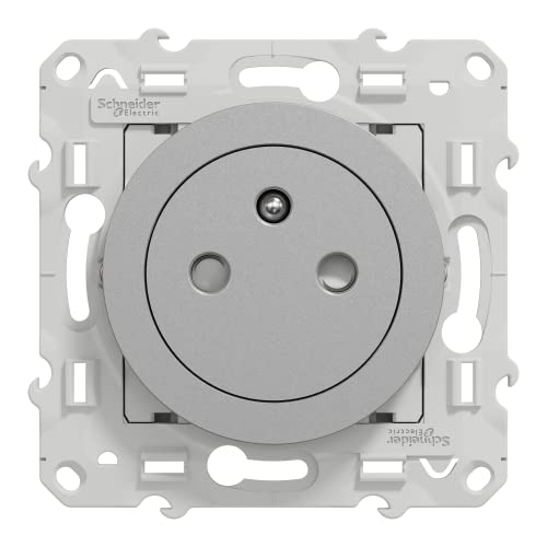 Schneider Electric - Odace - Prise de courant 2P+T affleurante - Alu -avec griffes - S535052