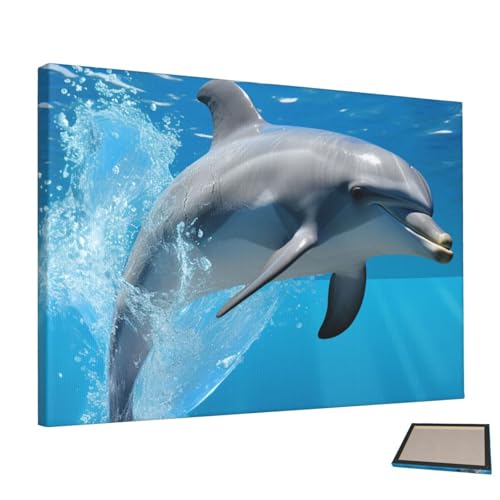 Peinture murale dauphin pour salon esthétique et décoration de chambre zen