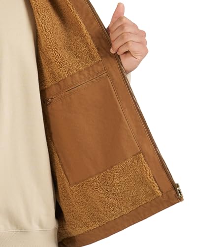 HISEA Men's Washed Duck Sherpa-Lined Vest, Mens Loose Fit Winter Insulated Canvas Workwear Mock-Neck Vest4