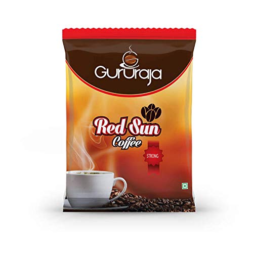Gururaja Red Sun South Indian Filter Coffee (Cherry + Plantation + Robusta) with Blend of 60% Coffee and 40% Chicory | Balanced Coffee in Strength and Flavor - Robusta Beans (Pack Of 2)