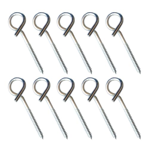 iplusmile Crochets Filetés en Acier Inoxydable Argentés 10pcs pour Fixation Plafond et Organisation Maison avec Crochet de Sécurité pour Décoration et Lanternes