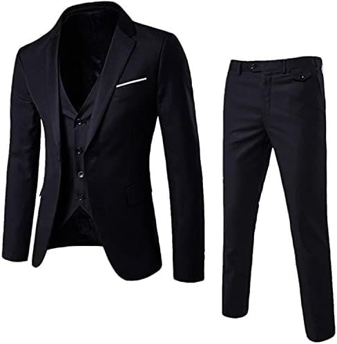 Men's 3 Piece Slim Fit Suit Set Casual Bussiness Suit Jacket Vest Pants Sets Formal Wedding Prom Tuxedo Suits
