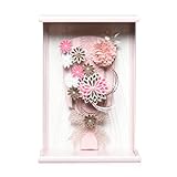 【羽子板】【摘み細工羽子板】羽子板7号茶ピンク色つまみ細工ライラック羽子板ケース＆壁掛：伏見屋監修 【羽子板ケース】