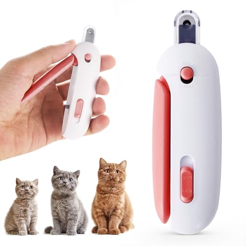 Dfqsofd Cat Nail Clipper Adjustable Size, Cat Claw Clippers with 3-Size Trimming Hole & Hidden Nail File Round Hole Blade Pet Grooming Tool for Kittens & Indoor Cats