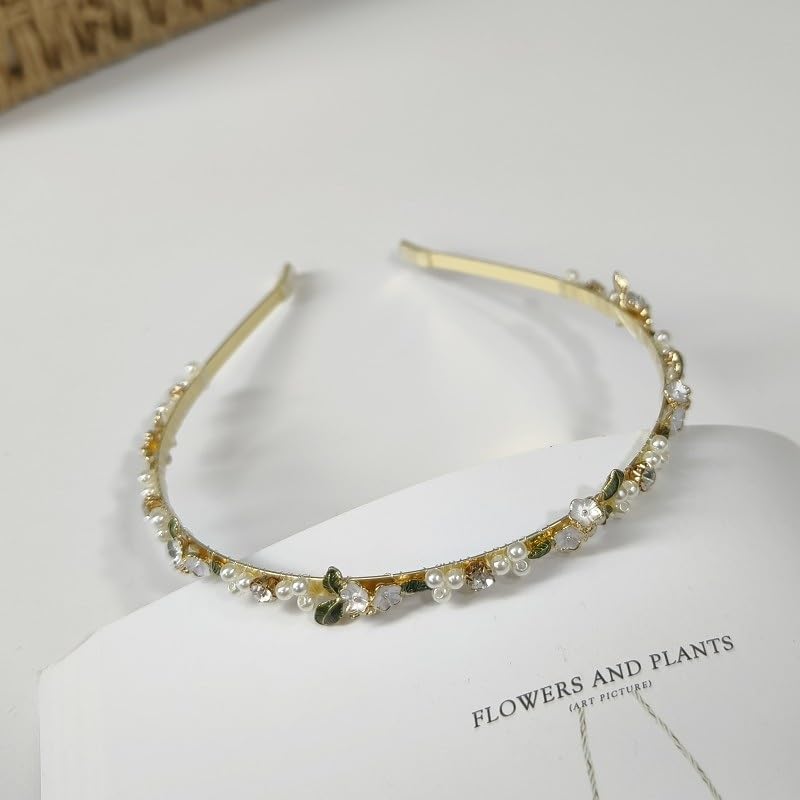 Pearl Flower Headband Women's Sweet Hair Styling Rhinestone Headbands Clip Accessory