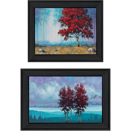 Trendy Decor 4U V583-405 Red Trees Wall Art By Tim Gagnon - Modern Nature