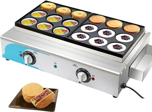 TBLOTYD Burger Maker Machine 18 Holes Egg Mini Pancake Frying Pan, Egg Burger Machine, Commercial Electric Heating Red Bean Cake Machine for Cooking Healthy Fried Eggs Burger Ome