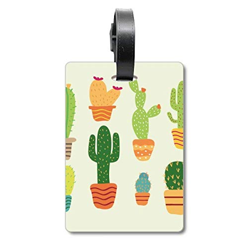 Étiquette identification valise sac motif cactus en pot porte-adresse