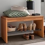 Lomadox Massivholz Schuhbank Flurbank Garderobenbank Buche Schuhablage 82x45x40 cm