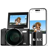 5K WiFi Digitalkamera & Fotokamera 80 MP, Vlogging Kamera für YouTube mit Autofokus, 3" 180° Klappbildschirm, 18X Digitalzoom Reisekamera für Anfänger & Jugendliche, mit 64GB SpeicherKarte & 2 Akkus
