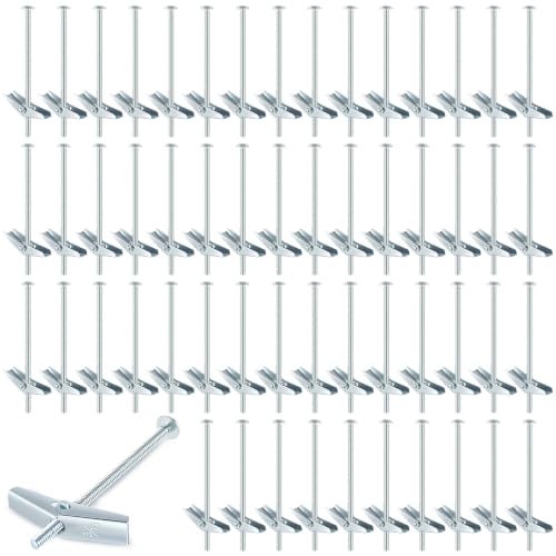 Yaocom 200 Pcs 3/16" X 4" Toggle Bolts and Wing Nut Wall Anchor for Drywall