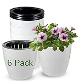 Self Watering Planter, ZOUTOG 6.5 inch African Violet Pots, White Flower Plant Pot for Various Plants / Flowers / Herbs, Pack of 6