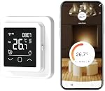 HEATIT Thermostat de chauffage au sol programmable intelligent, écran tactile blanc 85V-265V large plage de tension, chauffage électrique au sol radiant compatible, contrôle écran tactile, programmable intelligent, finition blanche
